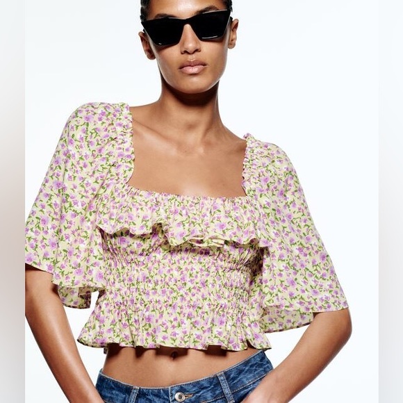 Zara Tops Nwt Zara Floral Print Top Poshmark